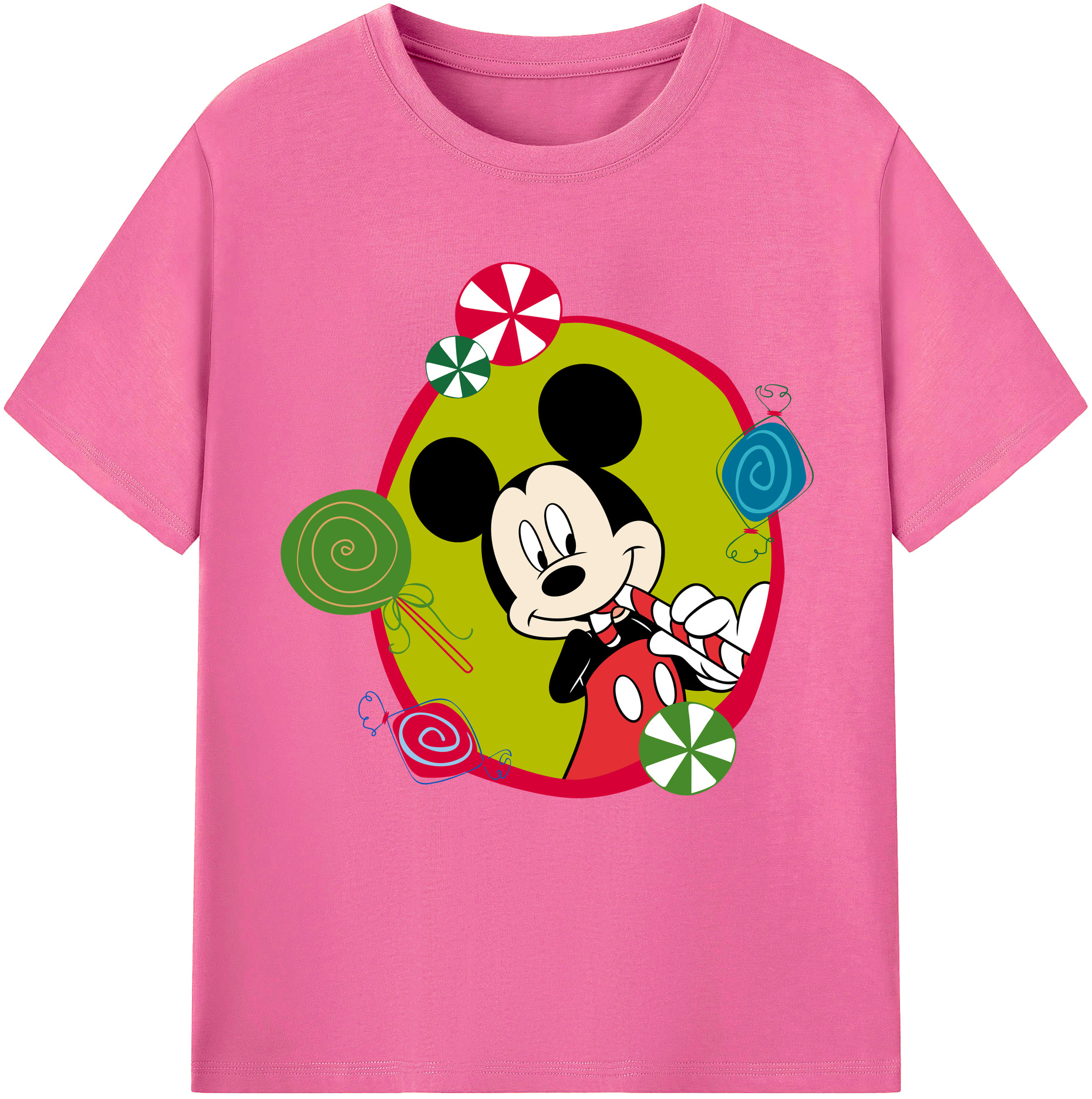 （画像用） ミッキーマウス Mickey Mouse レディースカジュアルプリントTシャツ（綿100％）